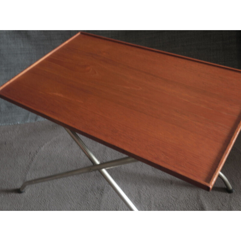 Tavolo danese vintage regolabile in teak e alluminio 1960