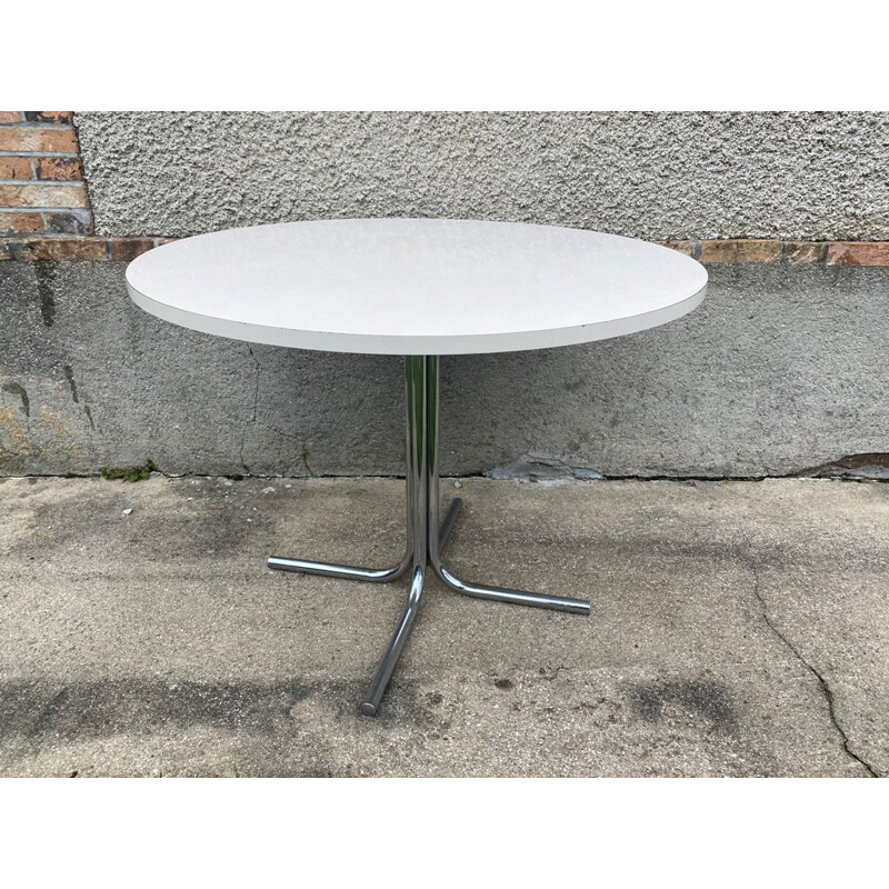 Vintage dining table kitchen or dining room round chrome legs