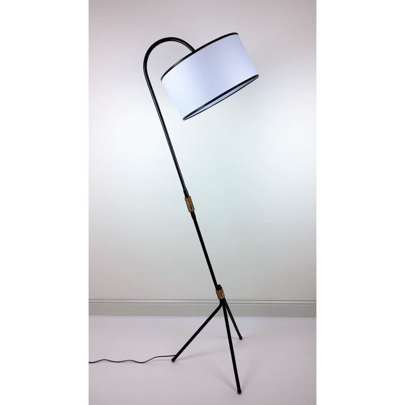 Lampadaire vintage en métal noir, 1950