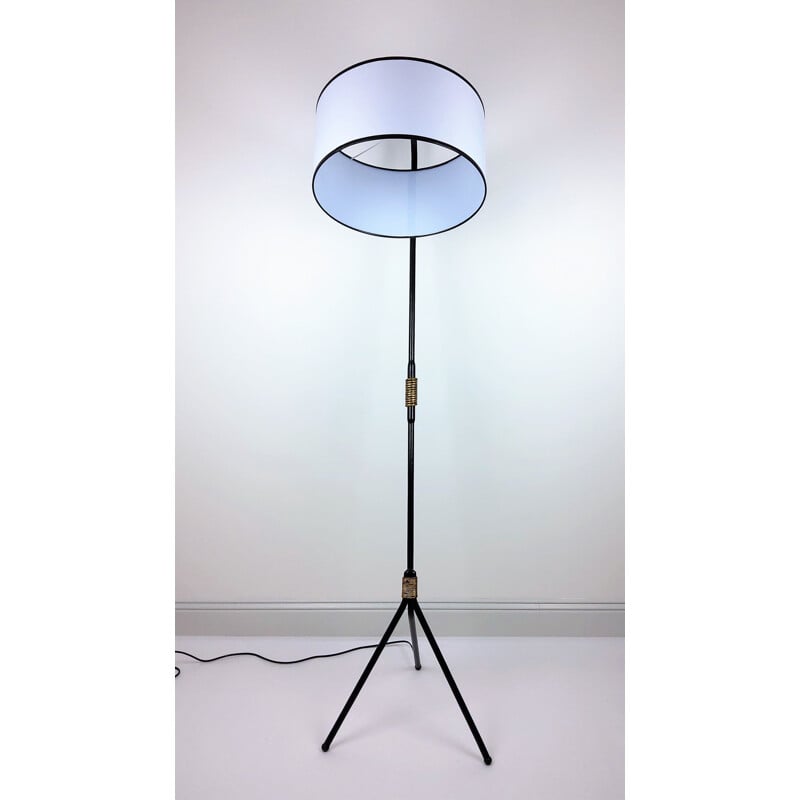 Vintage black metal floor lamp, 1950