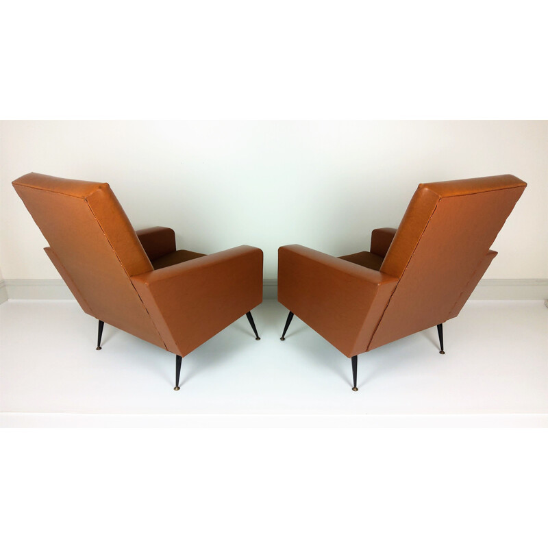 Paar vintage skai fauteuils, 1960