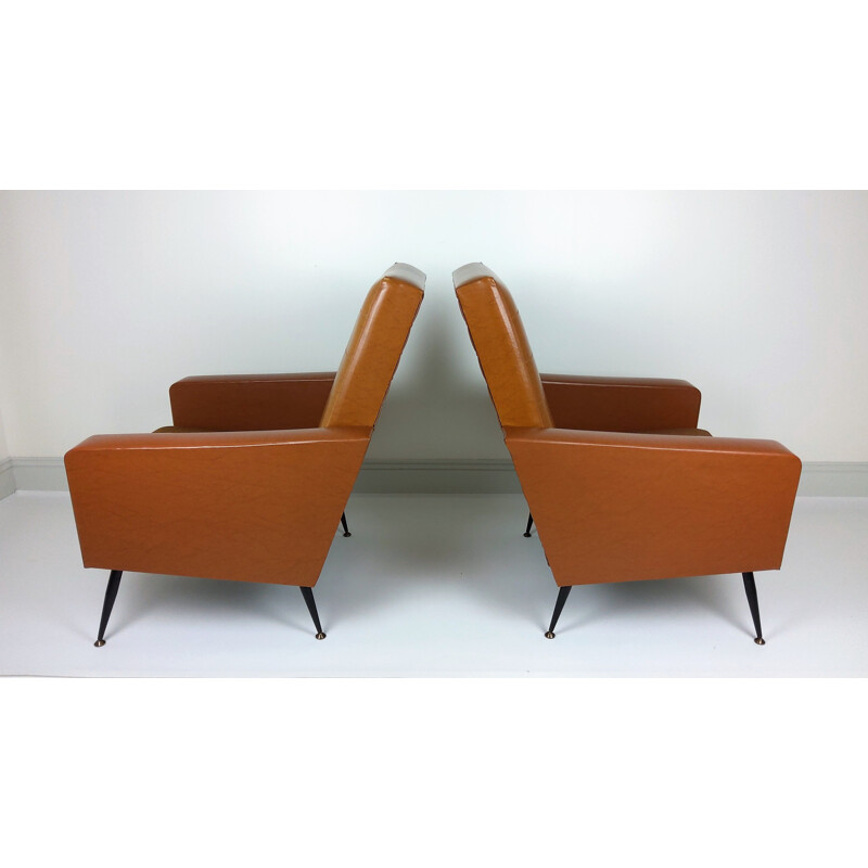 Paar vintage skai fauteuils, 1960