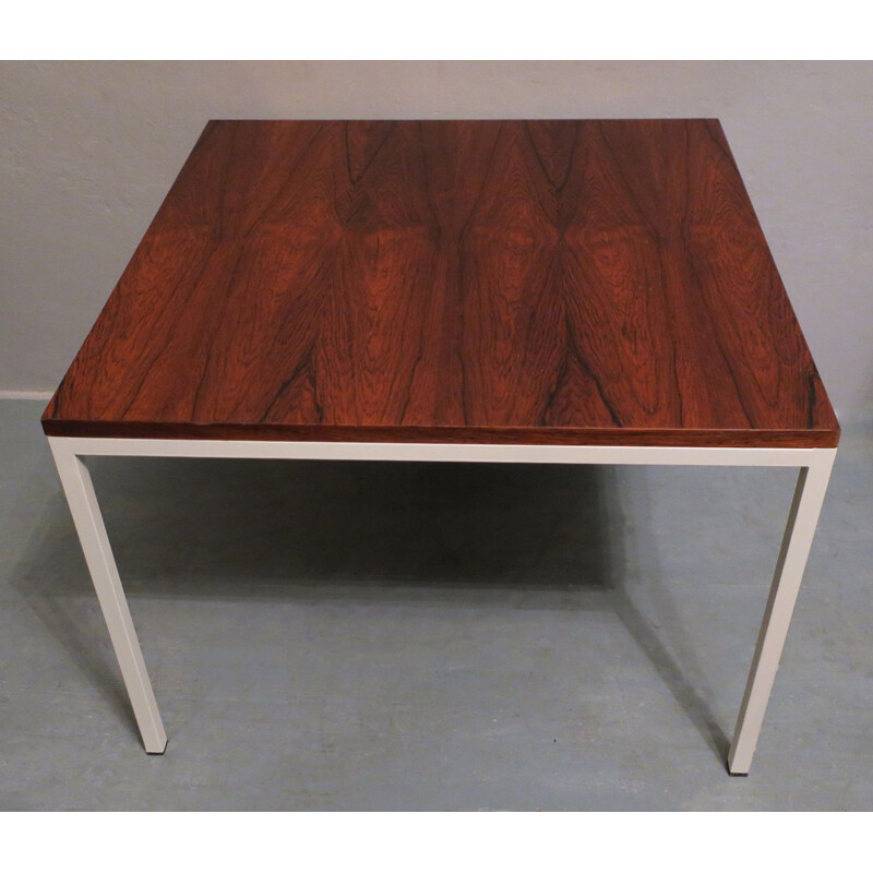 Mid-Century Rosewood Coffee Table with White Lacquered Metal Legs 1960s