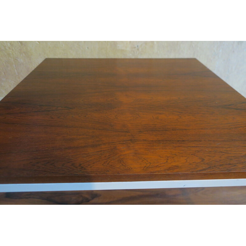 Mid-Century Rosewood Coffee Table with White Lacquered Metal Legs 1960s