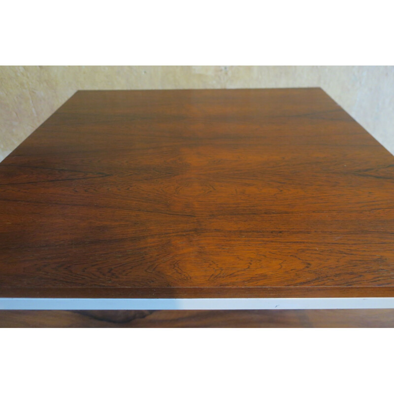 Mid-Century Rosewood Coffee Table with White Lacquered Metal Legs 1960s