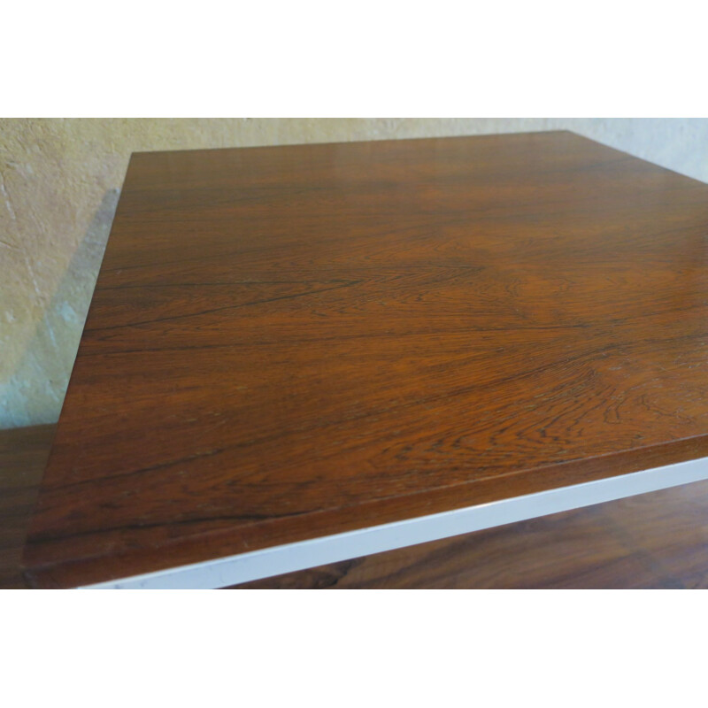 Mid-Century Rosewood Coffee Table with White Lacquered Metal Legs 1960s