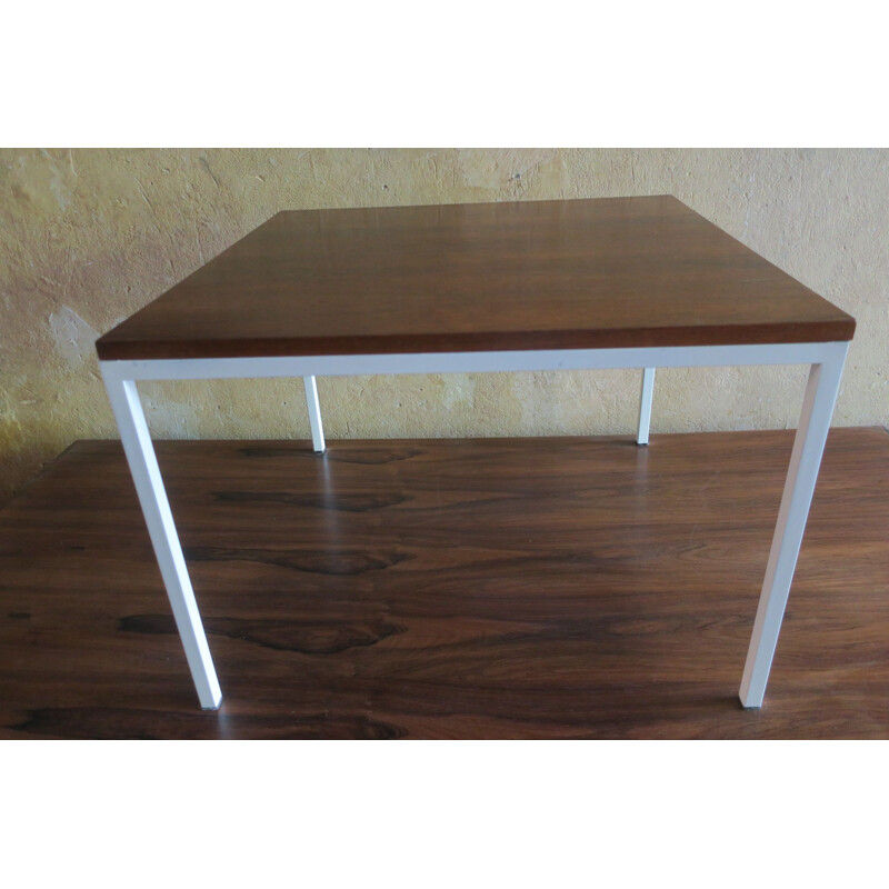 Mid-Century Rosewood Coffee Table with White Lacquered Metal Legs 1960s