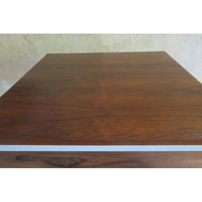 Mid-Century Rosewood Coffee Table with White Lacquered Metal Legs 1960s