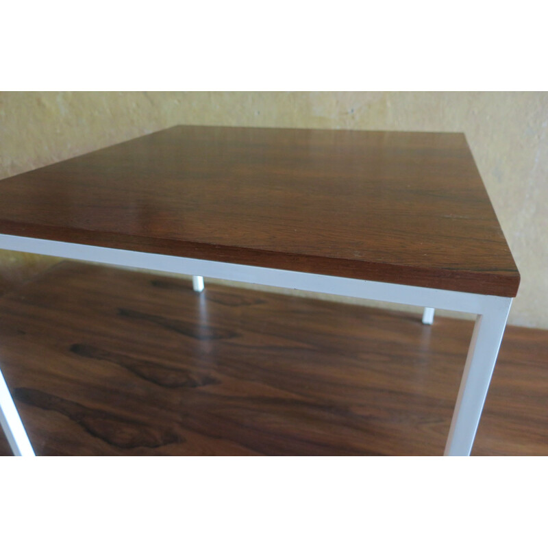 Mid-Century Rosewood Coffee Table with White Lacquered Metal Legs 1960s