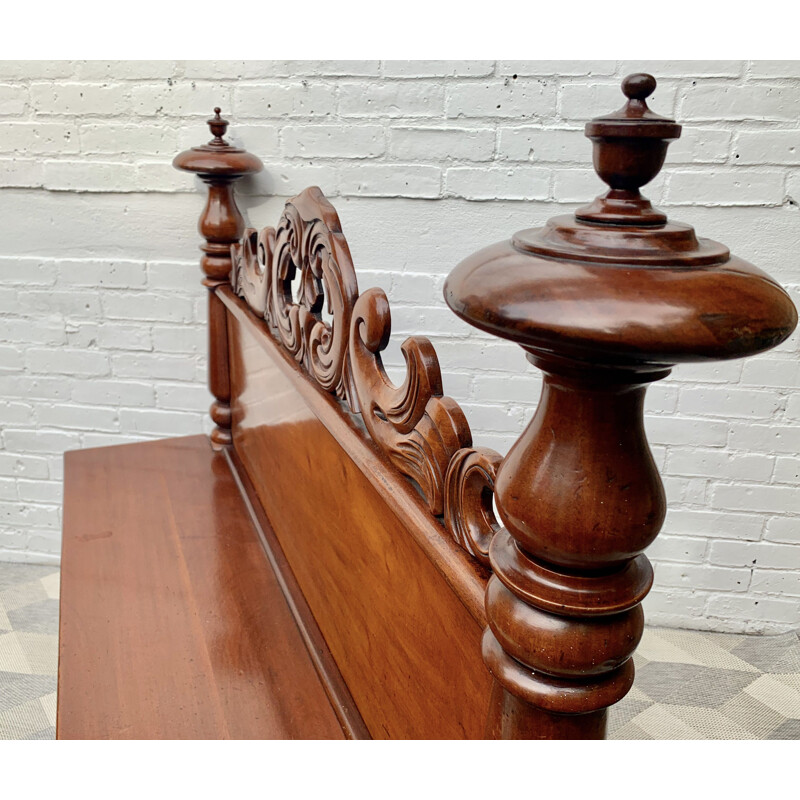 Vintage Mahogany Wood Hall Bench Victorian