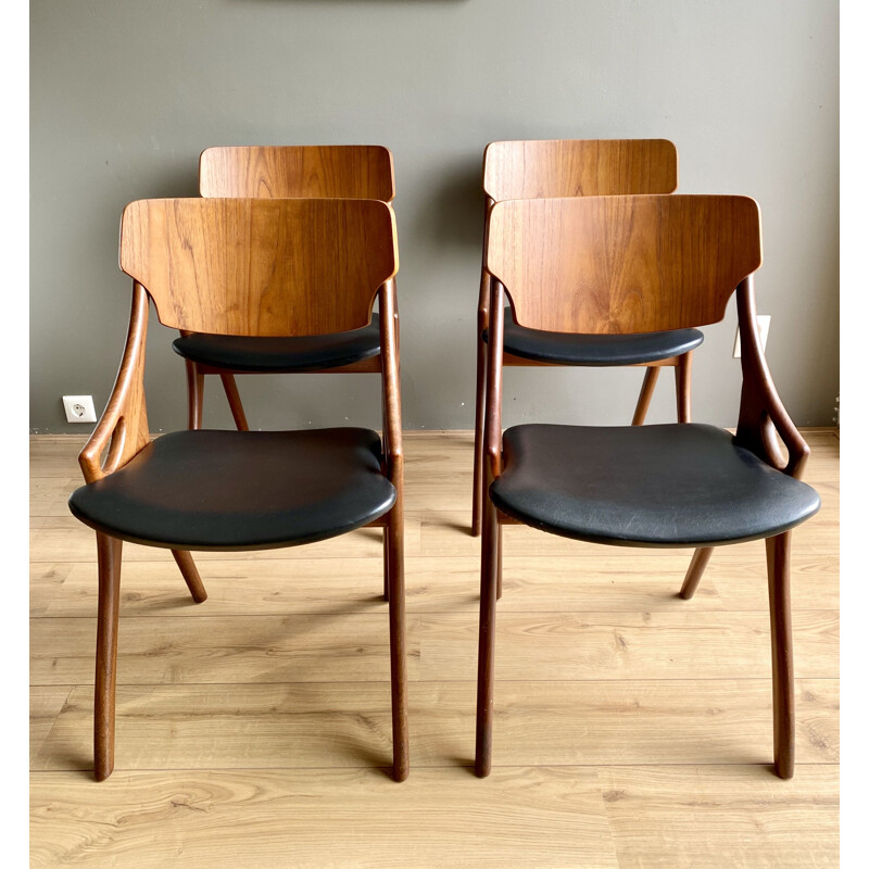 Set van 4 vintage stoelen voor Mogens Kold, Arne Hovmand Olsen 1950