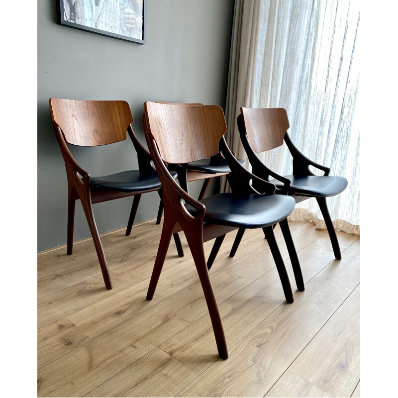 Conjunto de 4 cadeiras vintage para Mogens Kold, Arne Hovmand Olsen 1950