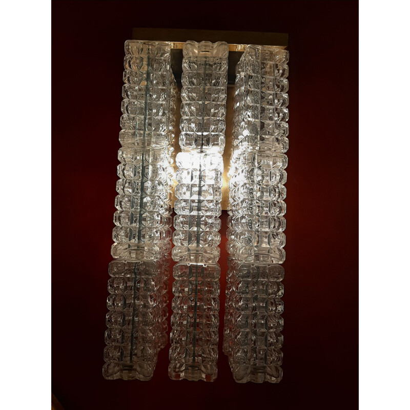 Pair of vintage glass sconces, Italy 1970