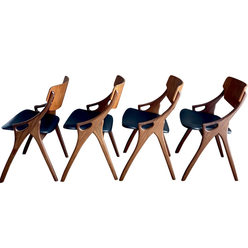 Set di 4 sedie vintage per Mogens Kold, Arne Hovmand Olsen 1950