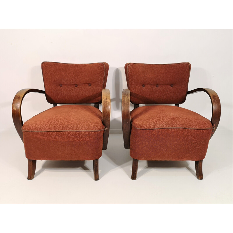 Pair of vintage armchairs by Jindřich Halabala H-237, 1950