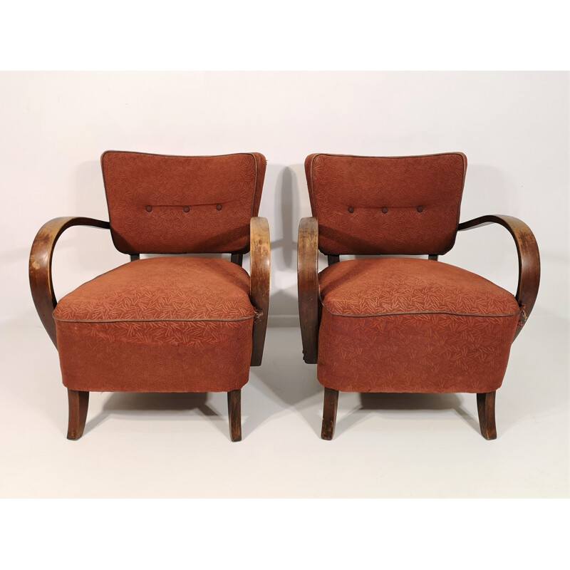 Paire de fauteuils vintage par Jindřich Halabala H-237, 1950