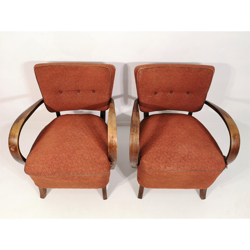 Pair of vintage armchairs by Jindřich Halabala H-237, 1950