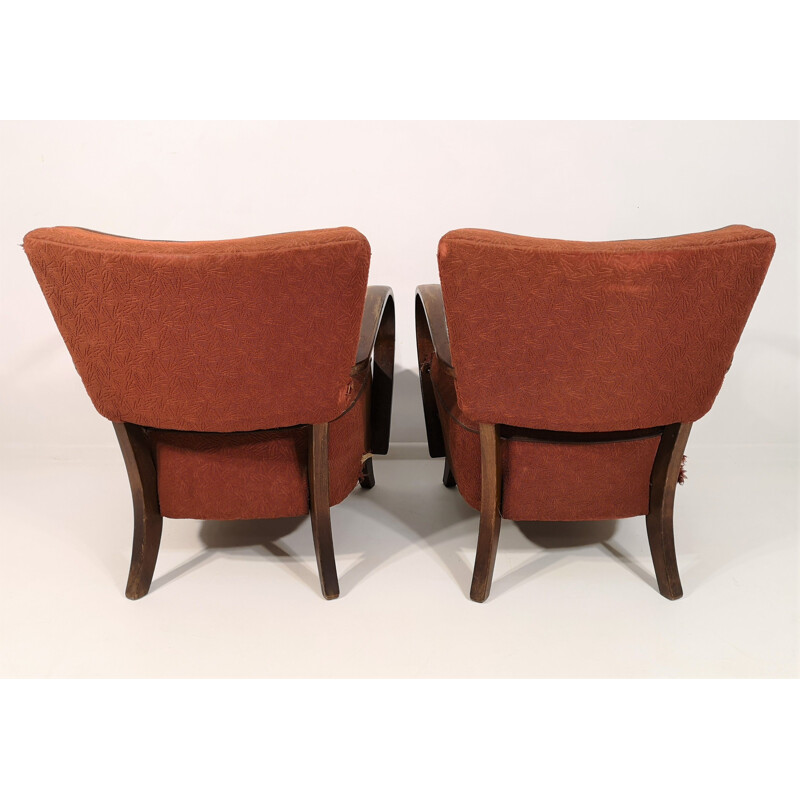 Pair of vintage armchairs by Jindřich Halabala H-237, 1950