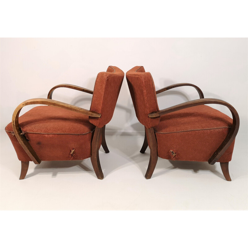 Pair of vintage armchairs by Jindřich Halabala H-237, 1950