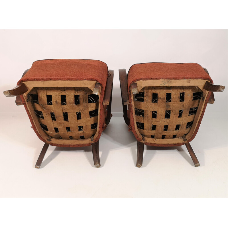 Pair of vintage armchairs by Jindřich Halabala H-237, 1950