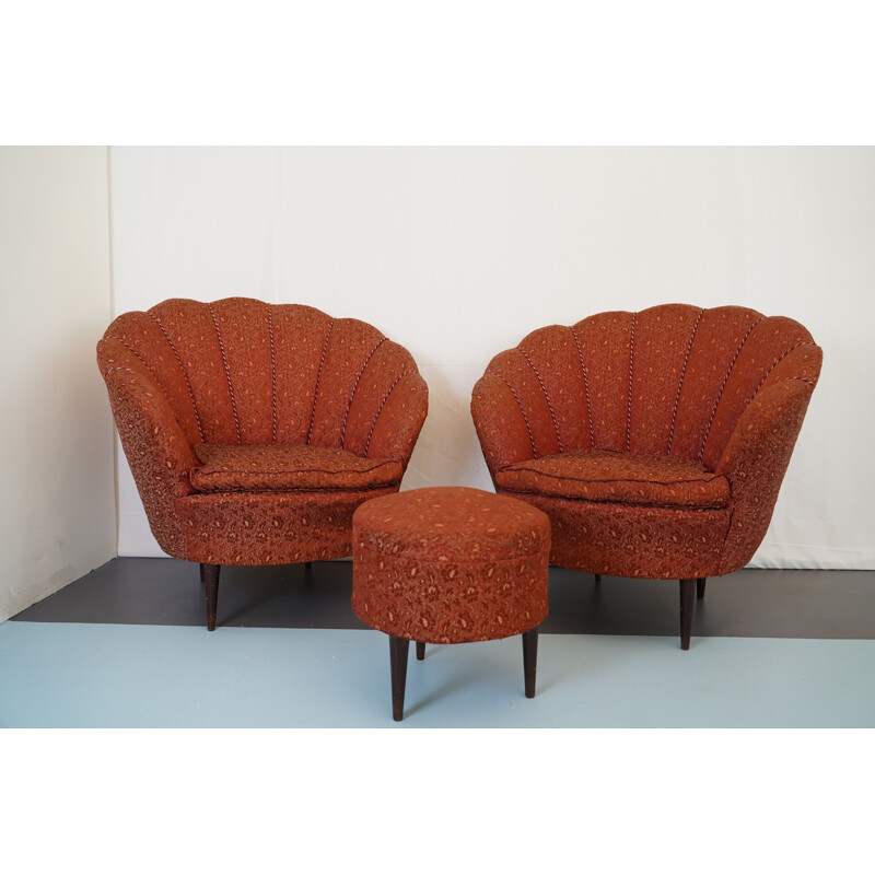 Paar vintage stoffen fauteuils van Gio Ponti, Italië 1950