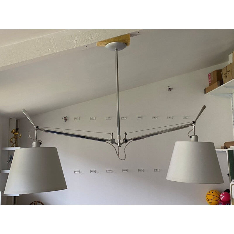 Vintage Suspension Ceiling Light Tolomeo 2 adjustable arms satin