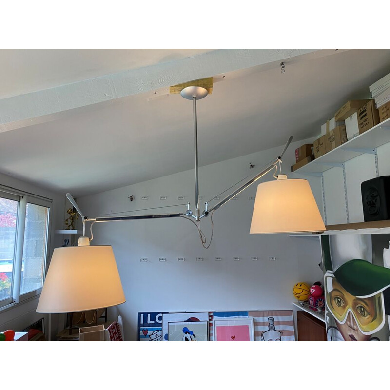 Vintage Suspension Ceiling Light Tolomeo 2 adjustable arms satin