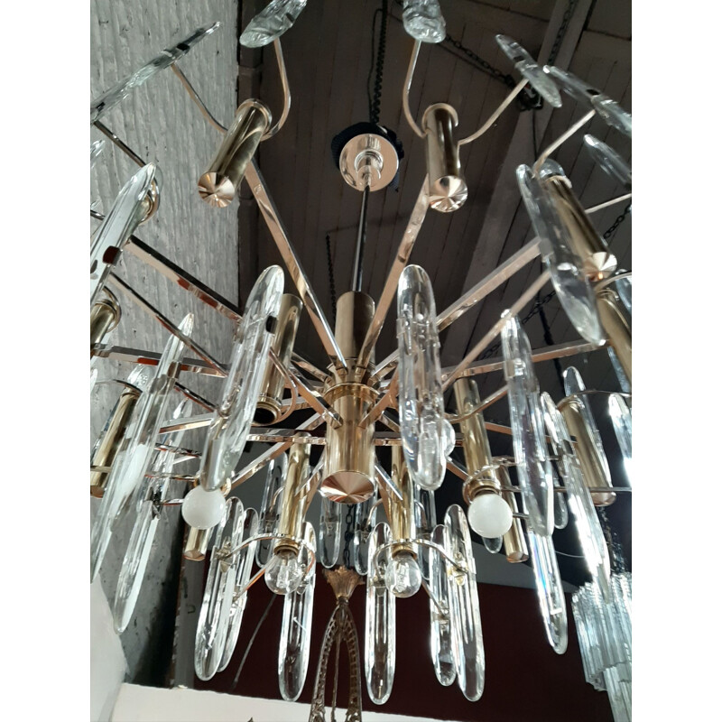 Large vintage chandelier Gaetano Sciolari Italian 1960