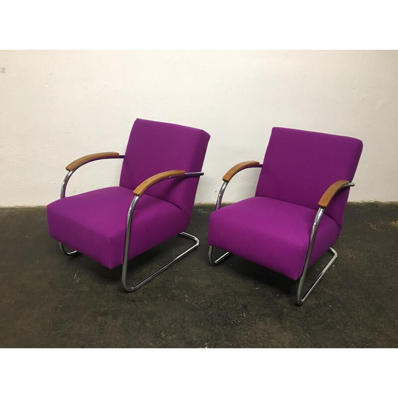 Pair of vintage tubular chairs Mucke Melder