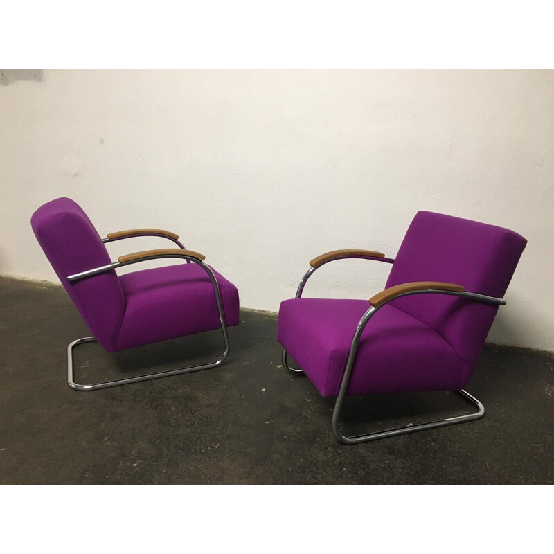 Pair of vintage tubular chairs Mucke Melder