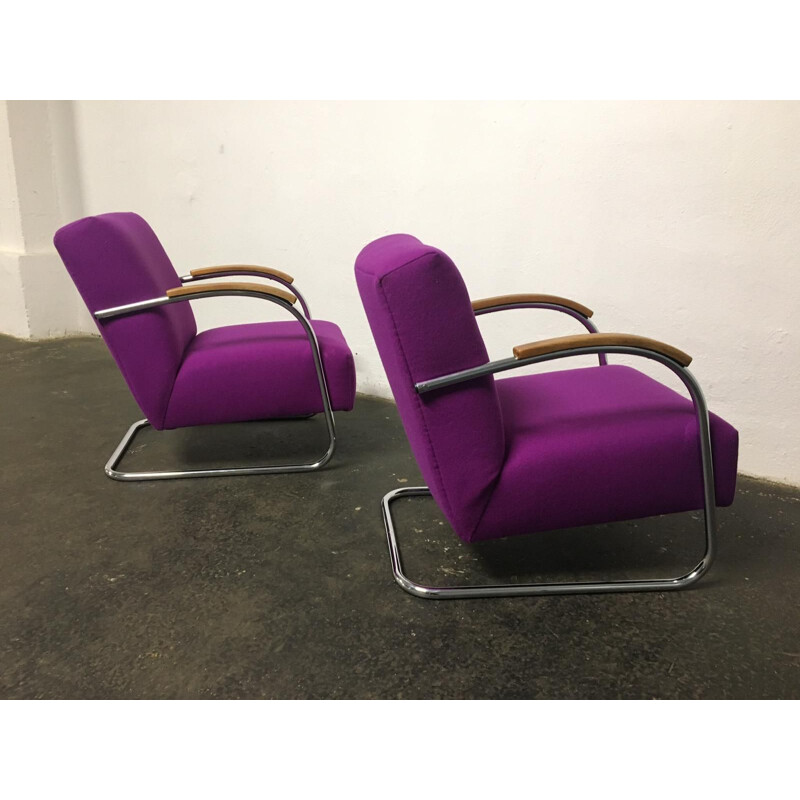 Pair of vintage tubular chairs Mucke Melder