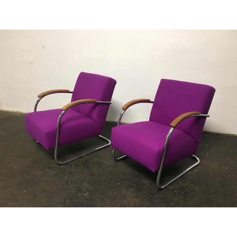 Pair of vintage tubular chairs Mucke Melder