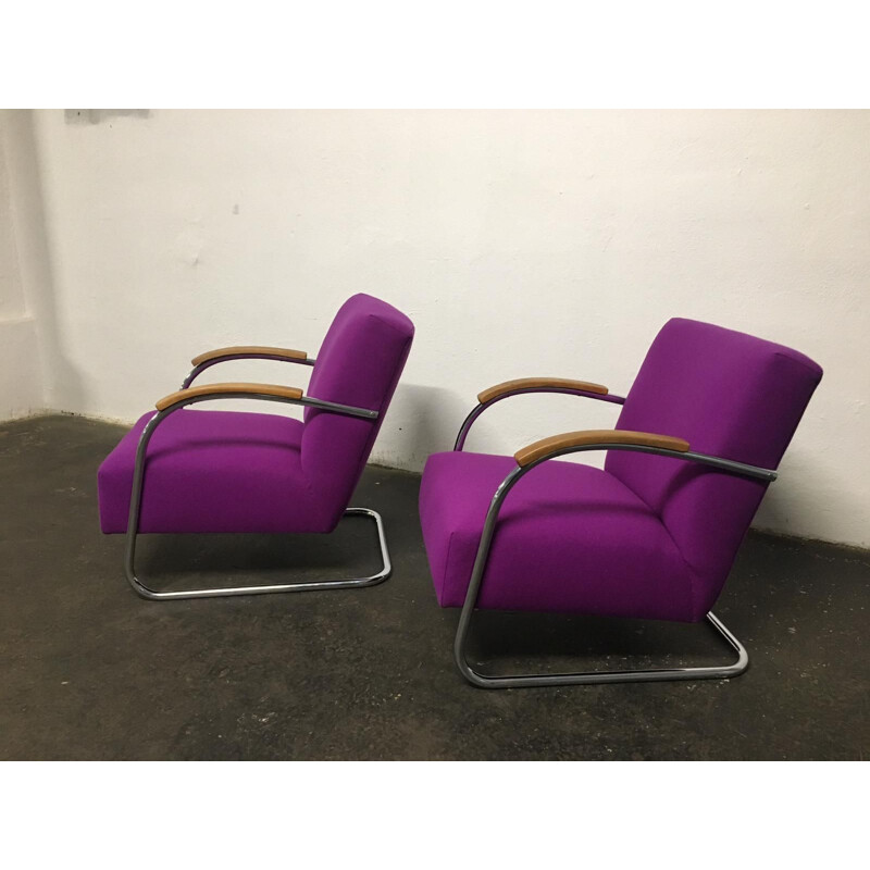 Pair of vintage tubular chairs Mucke Melder