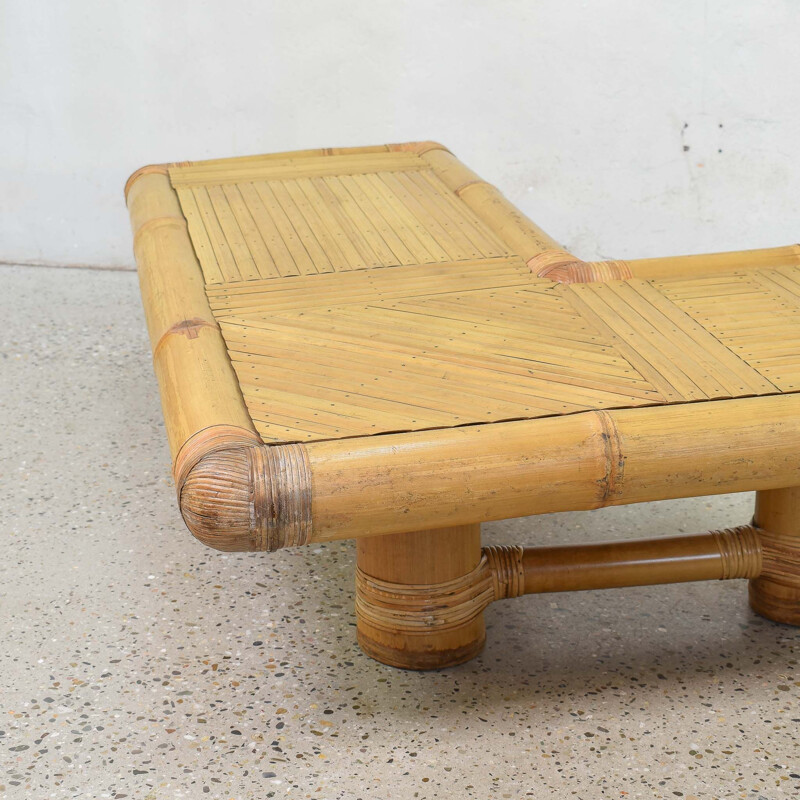 Table basse vintage Boomerang Bambou