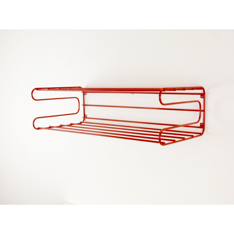 Vintage IKEA red wall rack from the Eighties in Memphis, Pilastro or Tomado 1980s