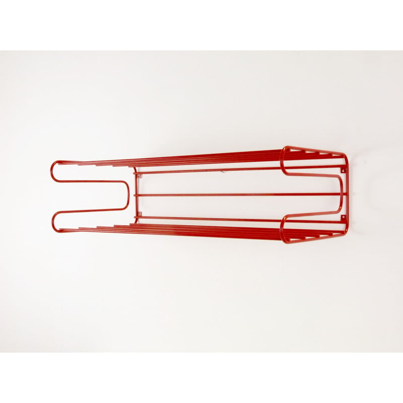 Vintage IKEA red wall rack from the Eighties in Memphis, Pilastro or Tomado 1980s