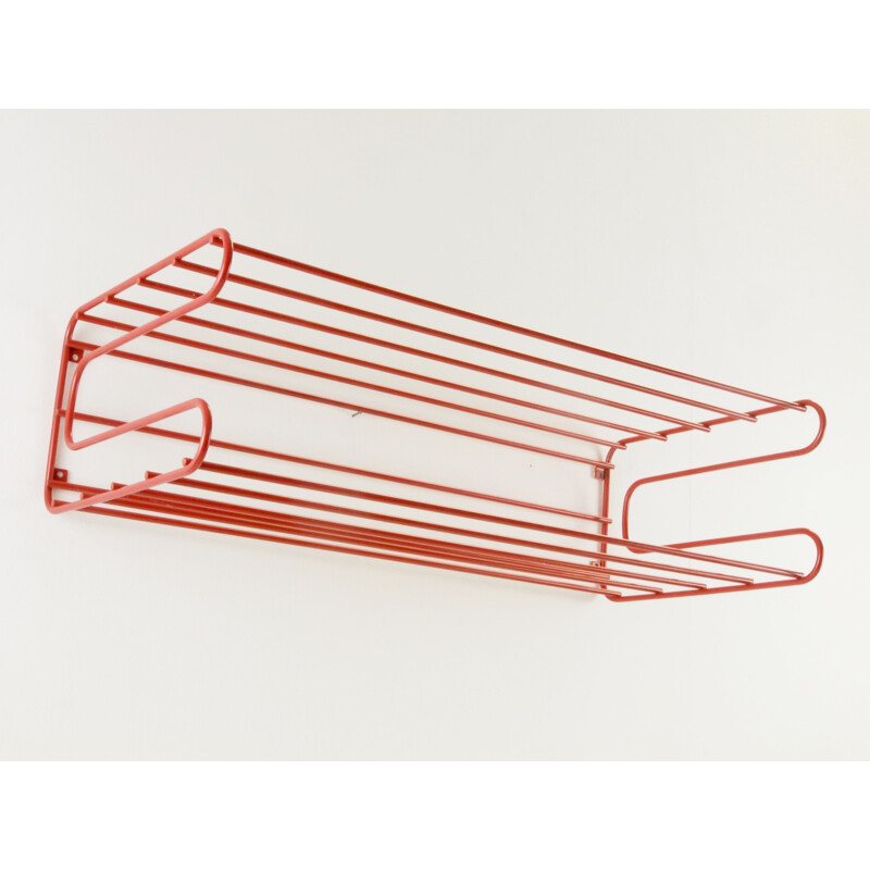 Vintage IKEA red wall rack from the Eighties in Memphis, Pilastro or Tomado 1980s