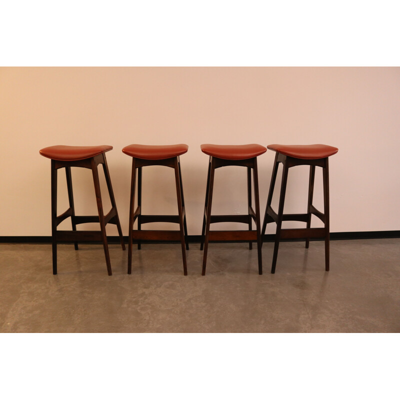 Set of 4 vintage bar stools in brazilian rosewood by Johannes Andersen Denmark 1960s