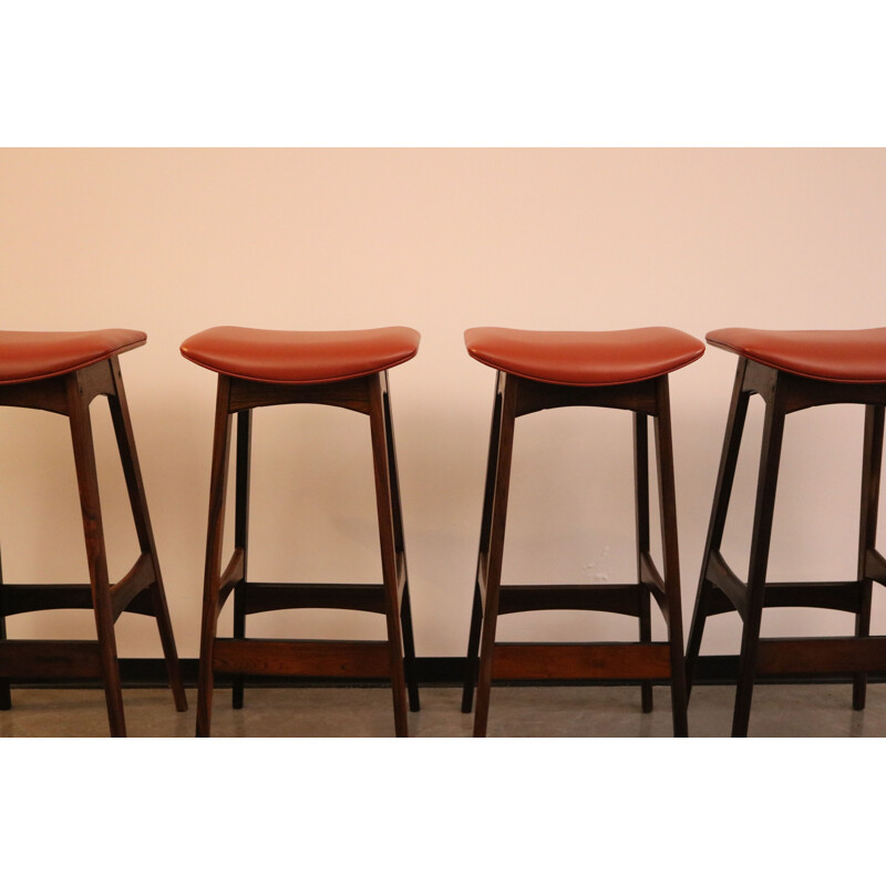 Set of 4 vintage bar stools in brazilian rosewood by Johannes Andersen Denmark 1960s