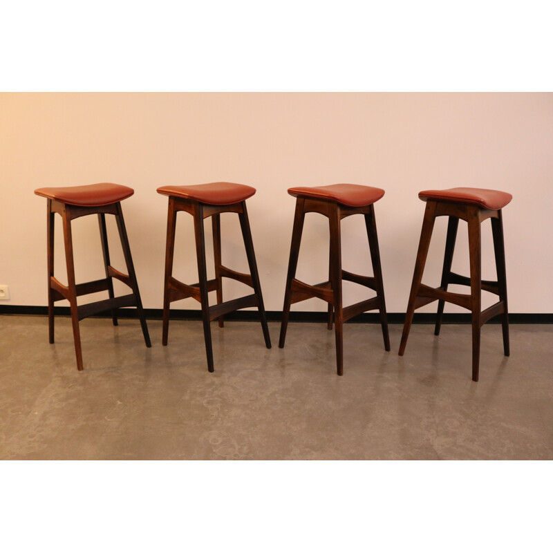 Set of 4 vintage bar stools in brazilian rosewood by Johannes Andersen Denmark 1960s