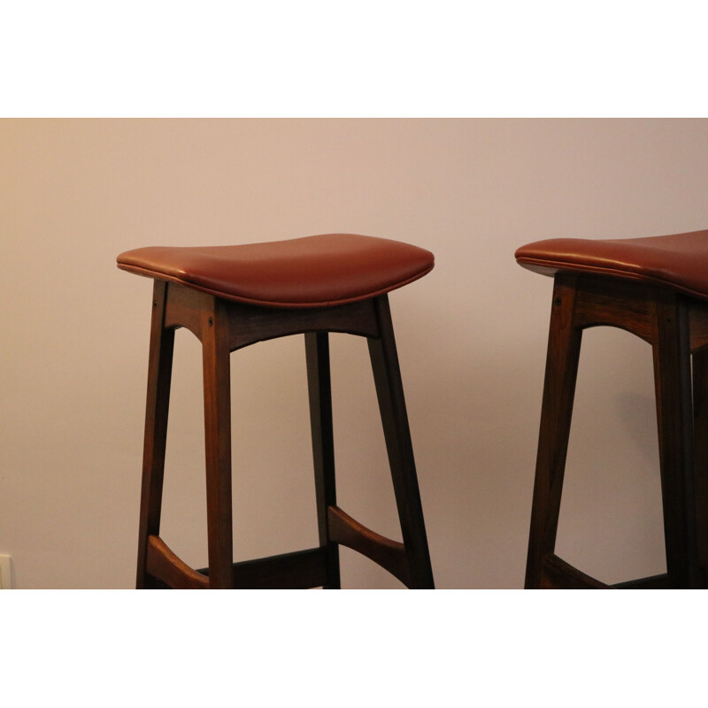 Set of 4 vintage bar stools in brazilian rosewood by Johannes Andersen Denmark 1960s