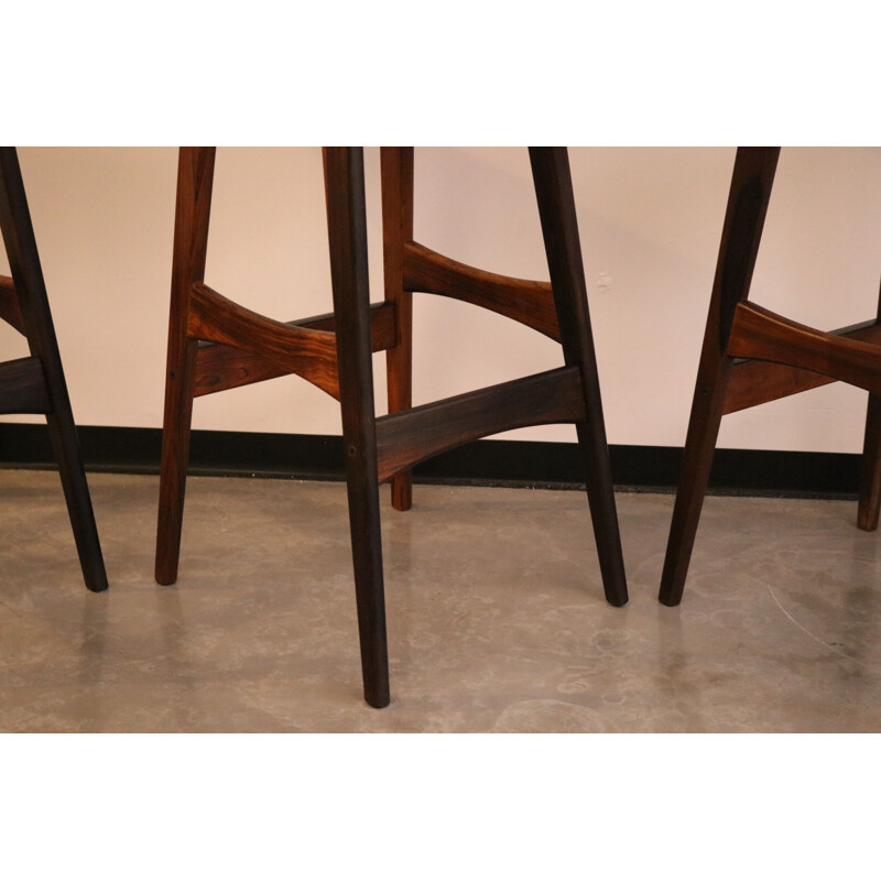 Set of 4 vintage bar stools in brazilian rosewood by Johannes Andersen Denmark 1960s