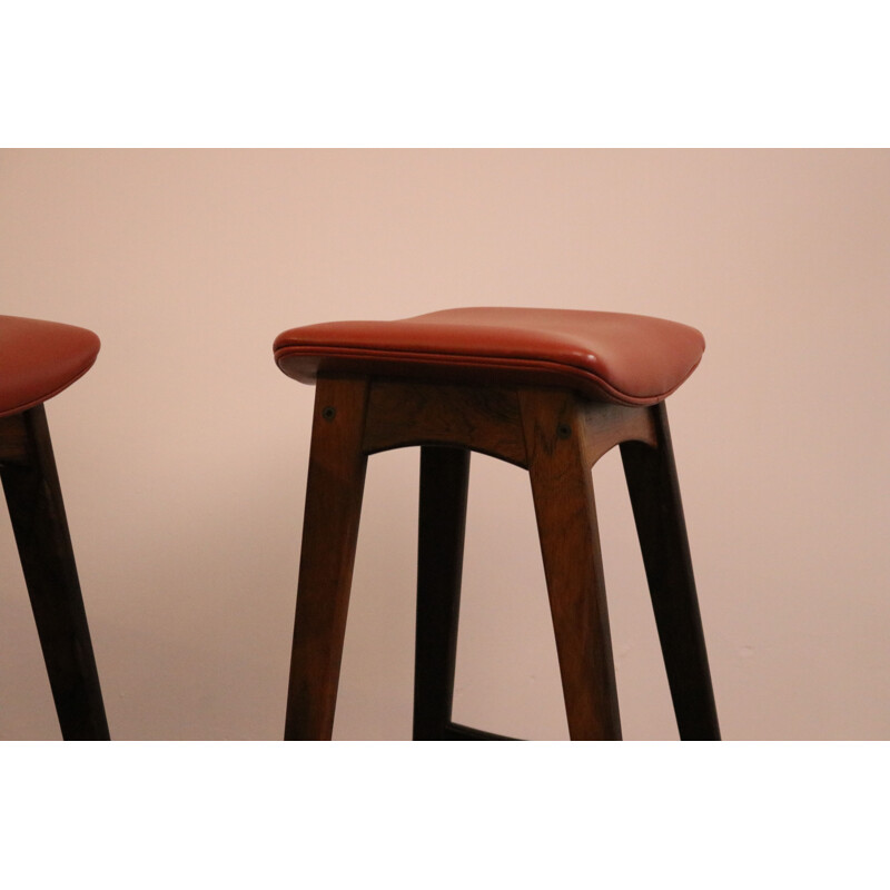 Set of 4 vintage bar stools in brazilian rosewood by Johannes Andersen Denmark 1960s