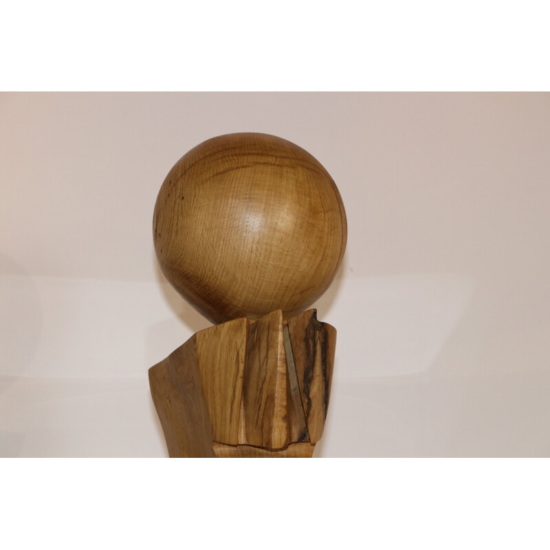 Vintage Wooden sculpture 'Dante' in oak by Claudio Di Placido 1990