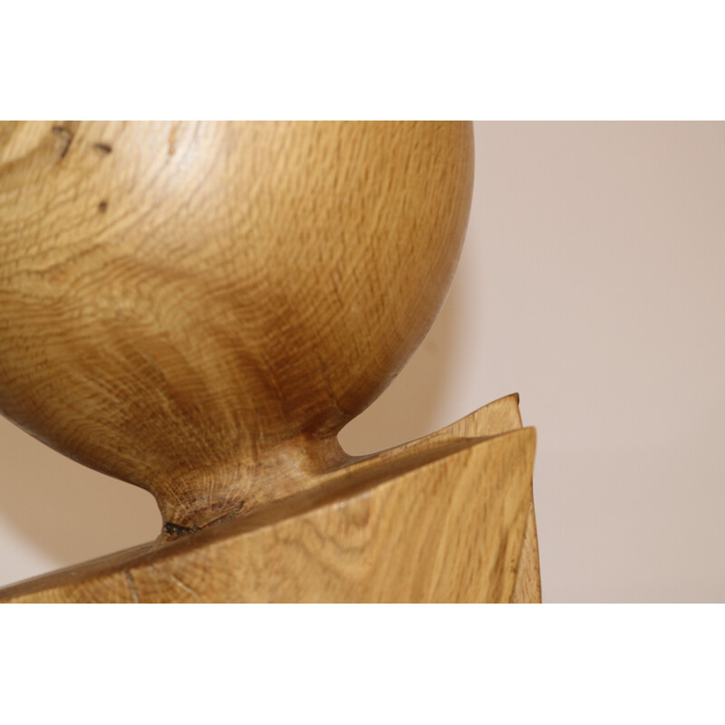 Vintage Wooden sculpture 'Dante' in oak by Claudio Di Placido 1990