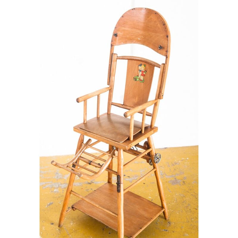 Chaise haute vintage pour enfants Convertible France, 1950
