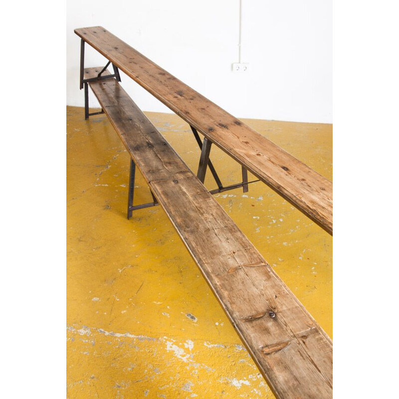 Vintage industrial benches Wood and iron treated against rust