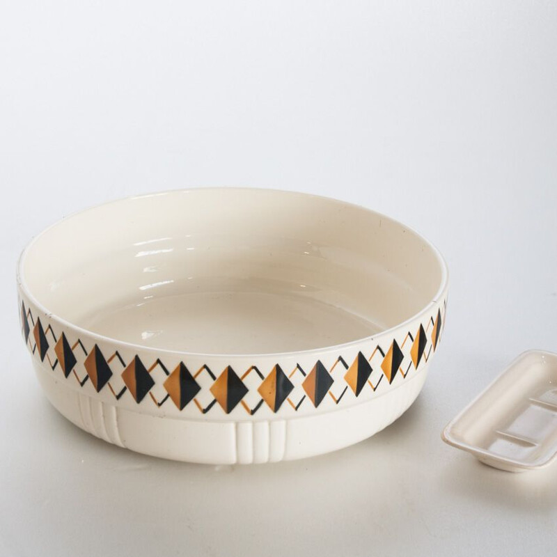 Vintage ceramic basin and soap dish from Losanges, France 1960