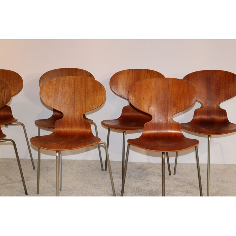 Ensemble de 7 fauteuils "Ant" vintage 3100 d'Arne Jacobsen pour Fritz Hansen Danemark 1950