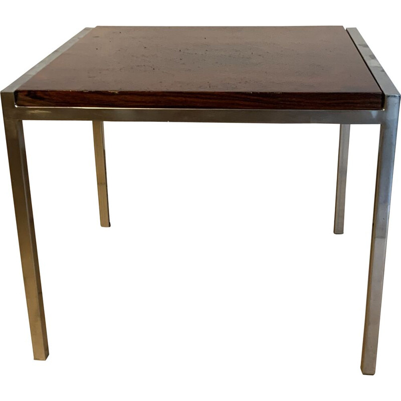 Table d'appoint vintage chromée en palissandre